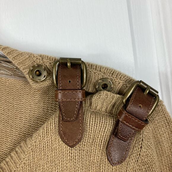 MASSIMO DUTTI Sweater S Cashmere Angora Wool Belt-Buckle-Shoulder Tan/Beige - Picture 6 of 12
